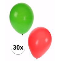 Bellatio Decorations party ballonnen set - kerst kleuren - groen / rood - 30x stuks - versiering