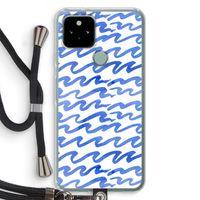Blauwe golven: Pixel 5 Transparant Hoesje met koord
