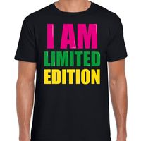 I am limited edition fun tekst t-shirt zwart heren