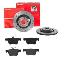 Remmenset, remschijf BREMBO, Remschijftype: Geperforeerd / Geventileerd, Inbouwplaats: Achteras: , u.a. für Audi, VW, Skoda, Seat