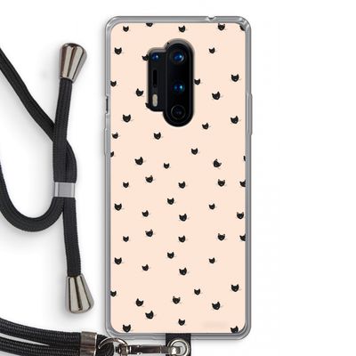 Kleine kattenkopjes: OnePlus 8 Pro Transparant Hoesje met koord