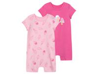 lupilu 2 baby playsuits (50/56, Donkerroze/roze) - thumbnail