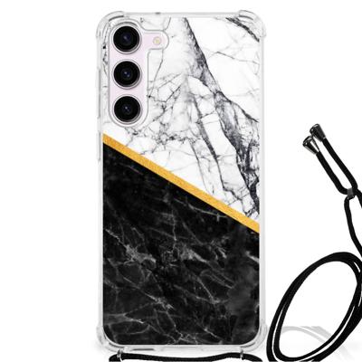 Samsung Galaxy S23 Anti-Shock Hoesje Marmer Wit Zwart - Origineel Cadeau Man Samsung Galaxy S23 Anti-Shock Hoesje Marmer Wit Zwart - Origineel Cadeau Man