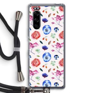 Bloemetjes: Sony Xperia 5 Transparant Hoesje met koord
