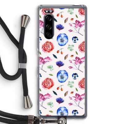 Bloemetjes: Sony Xperia 5 Transparant Hoesje met koord