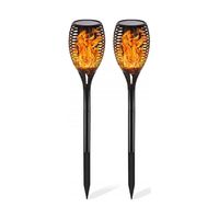 LED Solar Priklamp/Fakkel Tuinverlichting met Zonne-energie - Set 2 Stuks - Aptoza Torky - Dag en Nacht Sensor - Mat Zwart - Kunststof