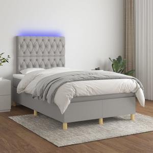 Boxspring met matras en LED stof lichtgrijs 120x200 cm SKU: V3135661