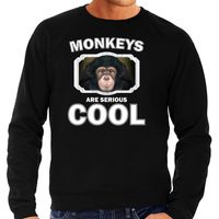 Sweater monkeys are serious cool zwart heren - apen/ leuke chimpansee trui 2XL  -