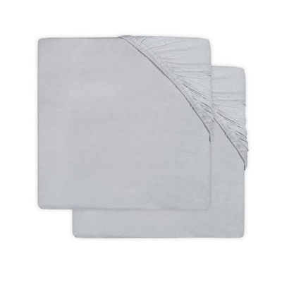 Jollein katoenen hoeslaken ledikant 60x120cm - set van 2 lichtgrijs