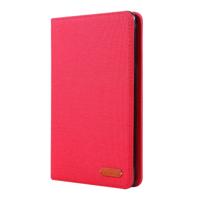Voor iPad Mini 4/3/2/1 doek Teature horizontale Flip PU lederen draagtas met met houder & kaartsleuven (rood)