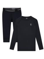 Poederbaas Thermoset Merinowol Dames - Thermoshirt + Thermolegging 3/4 - Zwart-S