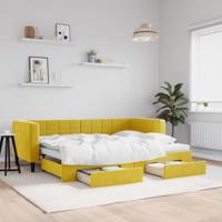 Slaapbank met onderschuifbed en lades 80x200 cm fluweel geel