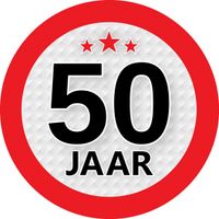 30x stuks 50 jaar leeftijd sticker rond 9 cm verjaardag versiering