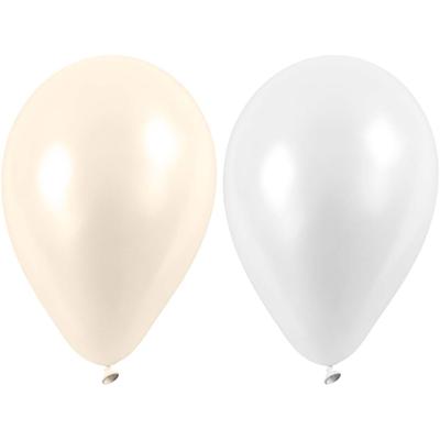 Creativ Company Ballonnen, rond, d 23 cm, wit, parelmoer, 10 stuk/ 1 doos