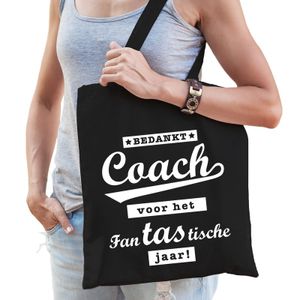 Bedankt coach katoenen cadeau tas zwart