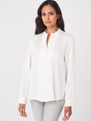 Zijden blouse ronde hals met split