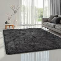 Karpet24 Fluffy Shaggy - Zacht Hoogpolig Vloerkleed, Onderhoudsarm, Antraciet-Ø 120 cm rond