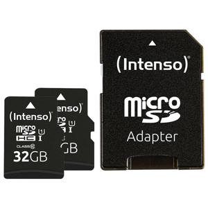 Intenso Doppelpack microSDHC 32GB UHS-I Premium inkl. SD-Adapter - High Capacity SD (MicroSDHC) Klasse 10