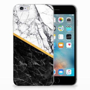 Apple iPhone 6 | 6s TPU Siliconen Hoesje Marmer Wit Zwart - Origineel Cadeau Man