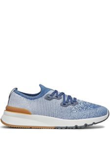 Brunello Cucinelli baskets à effet moucheté - Bleu