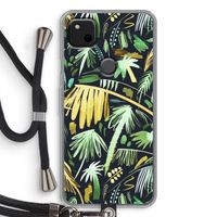 Tropical Palms Dark: Pixel 4a Transparant Hoesje met koord Tropical Palms Dark: Pixel 4a Transparant Hoesje met koord