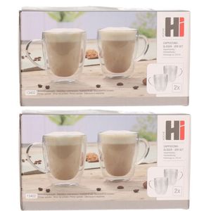 Set van 8x dubbelwandige koffieglazen / cappuccino glazen 270 ml