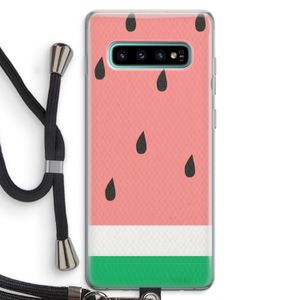 Watermeloen: Samsung Galaxy S10 Plus Transparant Hoesje met koord