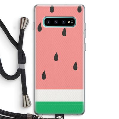 Watermeloen: Samsung Galaxy S10 Plus Transparant Hoesje met koord