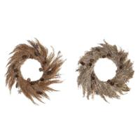 Kerstkroon DKD Home Decor Bloem (2 Stuks) (60 x 5 x 60 cm)