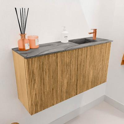 Toiletmeubel Mondiaz Joya Dlux | 80 cm | Meubelkleur Oak | Faye wastafel Sombra Wasbak Rechts | 1 kraangat