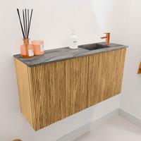 Toiletmeubel Mondiaz Joya Dlux | 80 cm | Meubelkleur Oak | Faye wastafel Sombra Wasbak Rechts | 1 kraangat