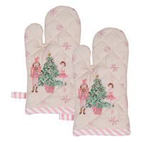 HAES DECO - Set van 2 Ovenwanten - 18x30 cm - 100% Katoen - Pastel Nutcracker