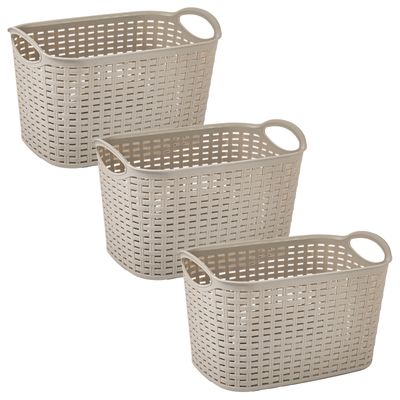 Opbergmand/kastmandje - 3x stuks - 6,4 liter - beige - kunststof - 19 x 29 x 18 cm