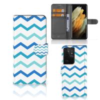 Samsung Galaxy S21 Ultra | Telefoon Hoesje | Zigzag Blauw Samsung Galaxy S21 Ultra | Telefoon Hoesje | Zigzag Blauw