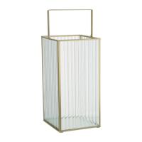 Lantaarn rib vierkant - goud/transparant - 25.5x13x13 cm Lantaarn rib vierkant - goud/transparant - 25.5x13x13 cm