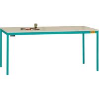 Manuflex LD1906.5021 ESD ESD-werktafel UNIDESK met kunststof plaat, onderstel waterblauw RAL 5021, bxdxh = 1200 x 800 x 723-733 mm Waterblauw - thumbnail