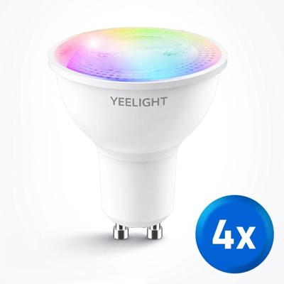 Yeelight slimme led spots set van 4 - GU10 fitting - RGBWW Multicolor en Wit Yeelight slimme led spots set van 4 - GU10 fitting - RGBWW Multicolor en Wit