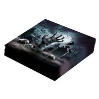 Halloween/horror begrafenis servetten - 12x - zwart - papier - 33 x 33 cm - Feestservetten - thumbnail
