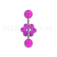Tongpiercing acryl donut bloem paars