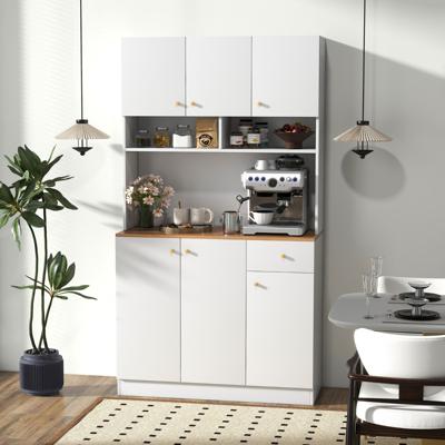 Dressoir Keukenkast met Stopcontacten 4 Kasten Grote Lade Servieskast Hoge Buffetkast voor Woonkamer Eetkamer 100 x 40 x 181 cm