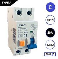SEP Aardlekautomaat 40A C Kar 300mA 2 polig 36mm RCM2 Kema Keur 230V automaat en aardlek in een