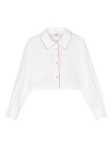 Chiara Ferragni Kids chemise crop à logo brodé - Blanc