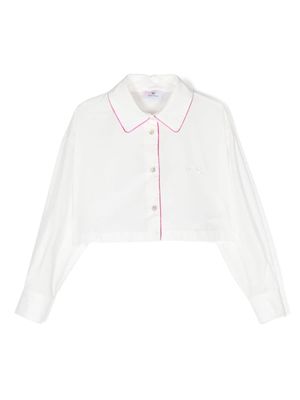 Chiara Ferragni Kids chemise crop à logo brodé - Blanc