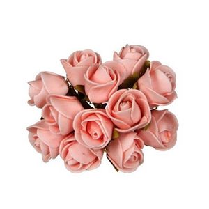 Decoratie roosjes foam - bosje van 12 st - lichtroze - Dia 2 cm - hobby/DIY bloemetjes   -
