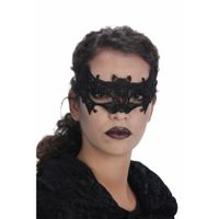 Halloween oogmasker/gezichtsmasker - vleermuis - zwart - kant - voor dames   - - thumbnail