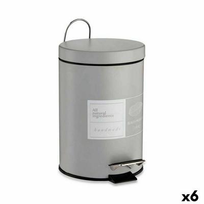 Pedaalemmer Beauty Products Wit Grijs Staal Plastic 3 L (6 Stuks)