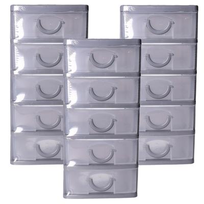 Ladeblokje kunststof met 5 lades - 3x - transparant/grijs - 9 x 13 x 19 cm - opberglades