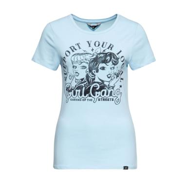 Queen Kerosin Girl Gang T-shirt Baby Blue-XS