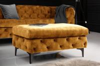 Chesterfield kruk MODERN BAROK 90cm mosterdgeel fluweel Ottomaanse voetenbank - 44395