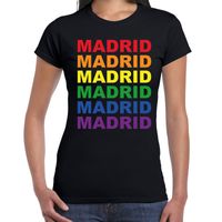 Regenboog Madrid gay pride zwart t-shirt voor dames Regenboog Madrid gay pride zwart t-shirt voor dames